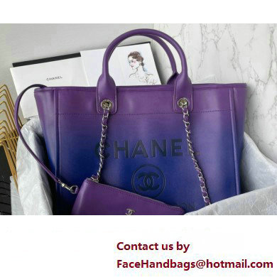 Chanel Shaded Calfskin & Silver-Tone Metal Shopping Bag AS3351 Purple 2024